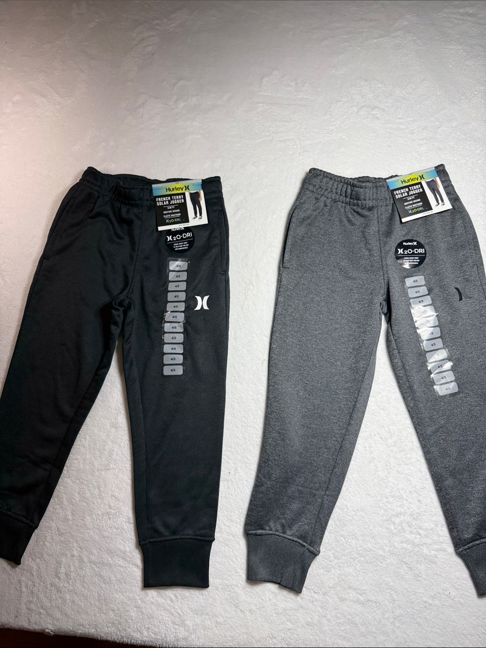 New Hurley Bundle 2 Pair Kids Jogger Pants in Black and Heather Gray